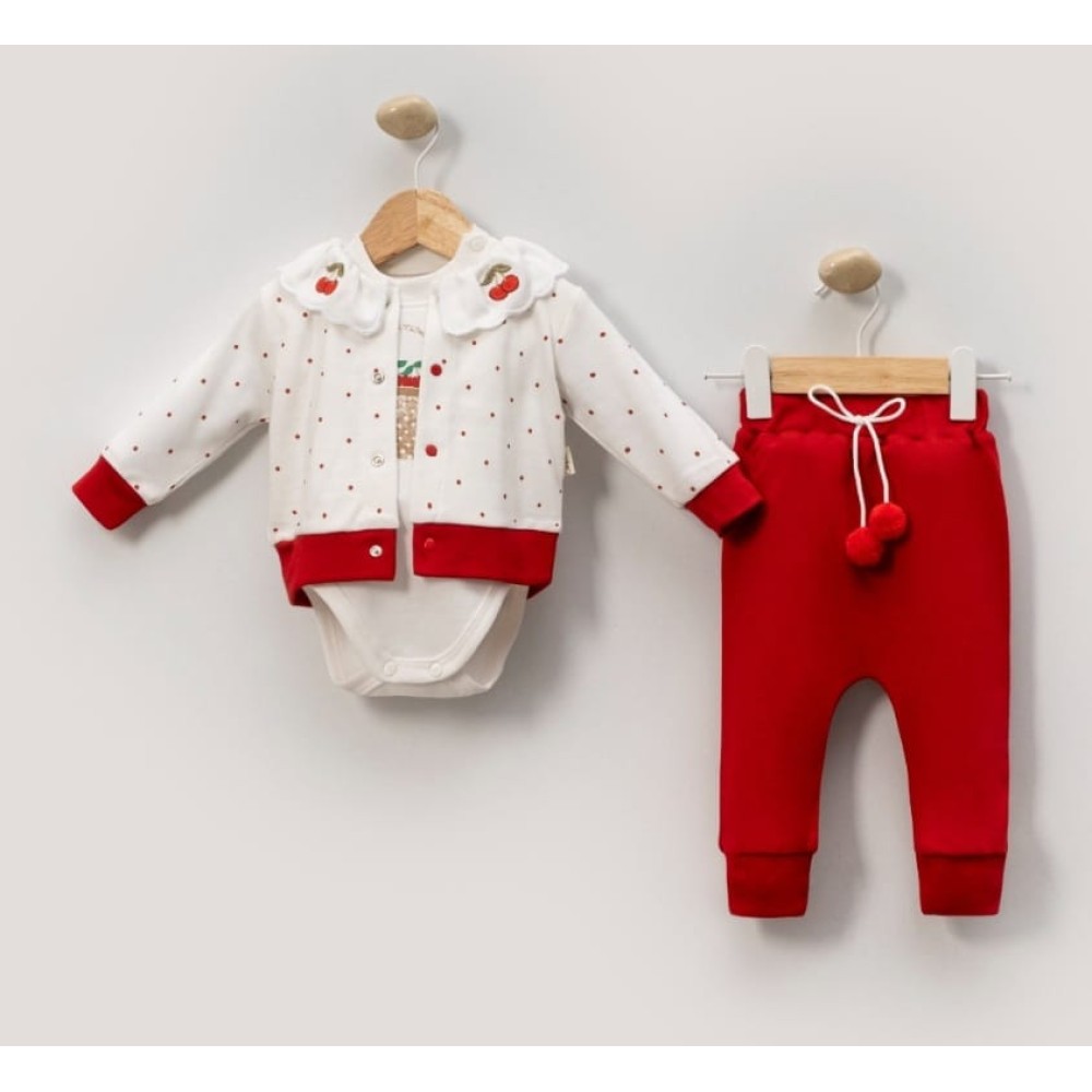 Βρεφικό Σετ 3Τμχ Για Κορίτσι 0-9 Μηνών Κόκκινο
