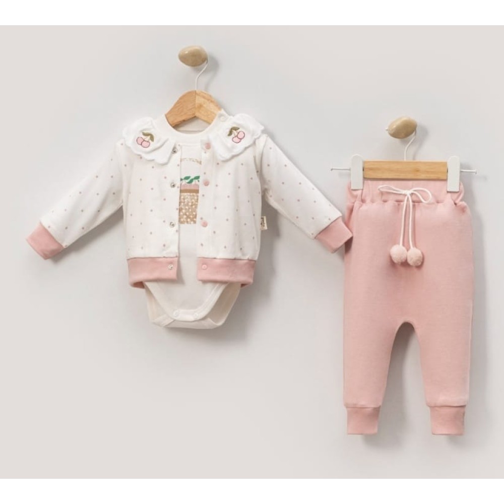 Βρεφικό Σετ 3Τμχ Για Κορίτσι 0-9 Μηνών Ροζ