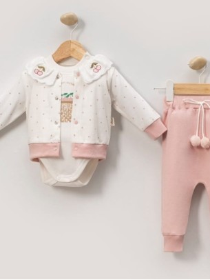 Βρεφικό Σετ 3Τμχ Για Κορίτσι 0-9 Μηνών Ροζ