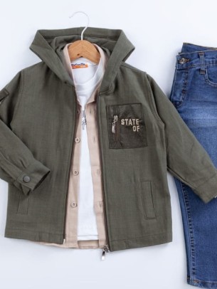 Παιδικό Σετ 4Τμχ Για  Αγόρι 5-8  Χρονών Χακί