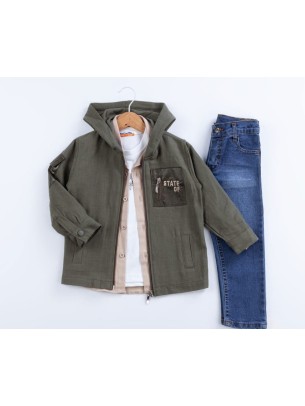 Παιδικό Σετ 4Τμχ Για  Αγόρι 5-8  Χρονών Χακί