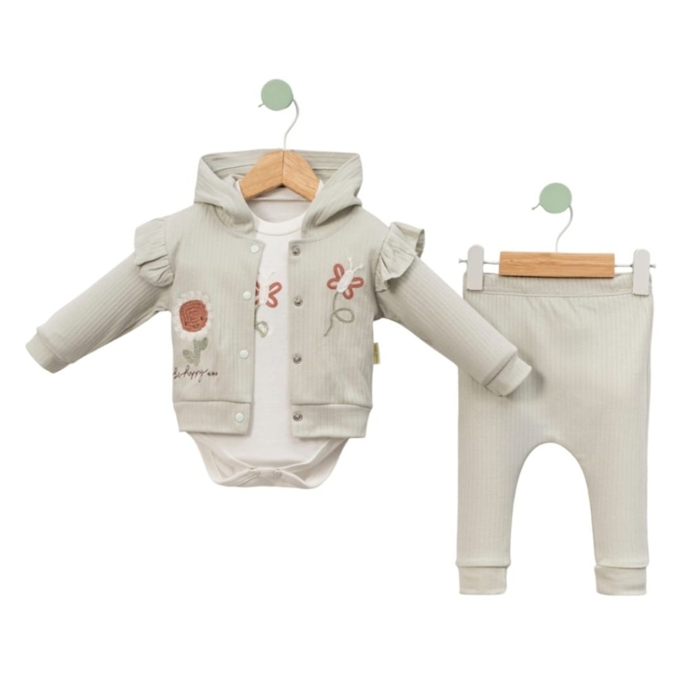 Βρεφικό Σετ Για Κορίτσι 3-12 Μηνών Ανοιχτό Φυστικι