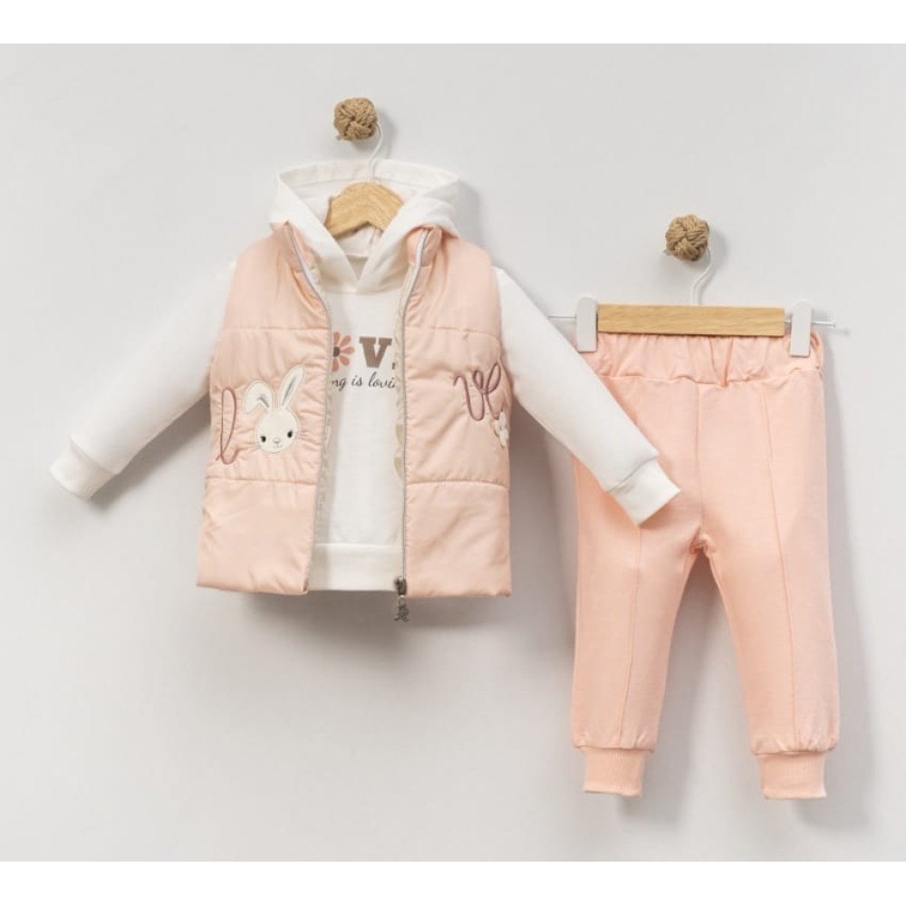 Βρεφικό Σετ 3Τμχ Για Κορίτσι 9-24 Μηνών Σομόν