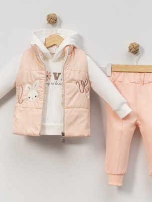 Βρεφικό Σετ 3Τμχ Για Κορίτσι 9-24 Μηνών Σομόν