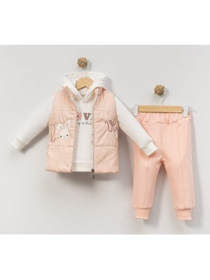 Βρεφικό Σετ 3Τμχ Για Κορίτσι 9-24 Μηνών Σομόν