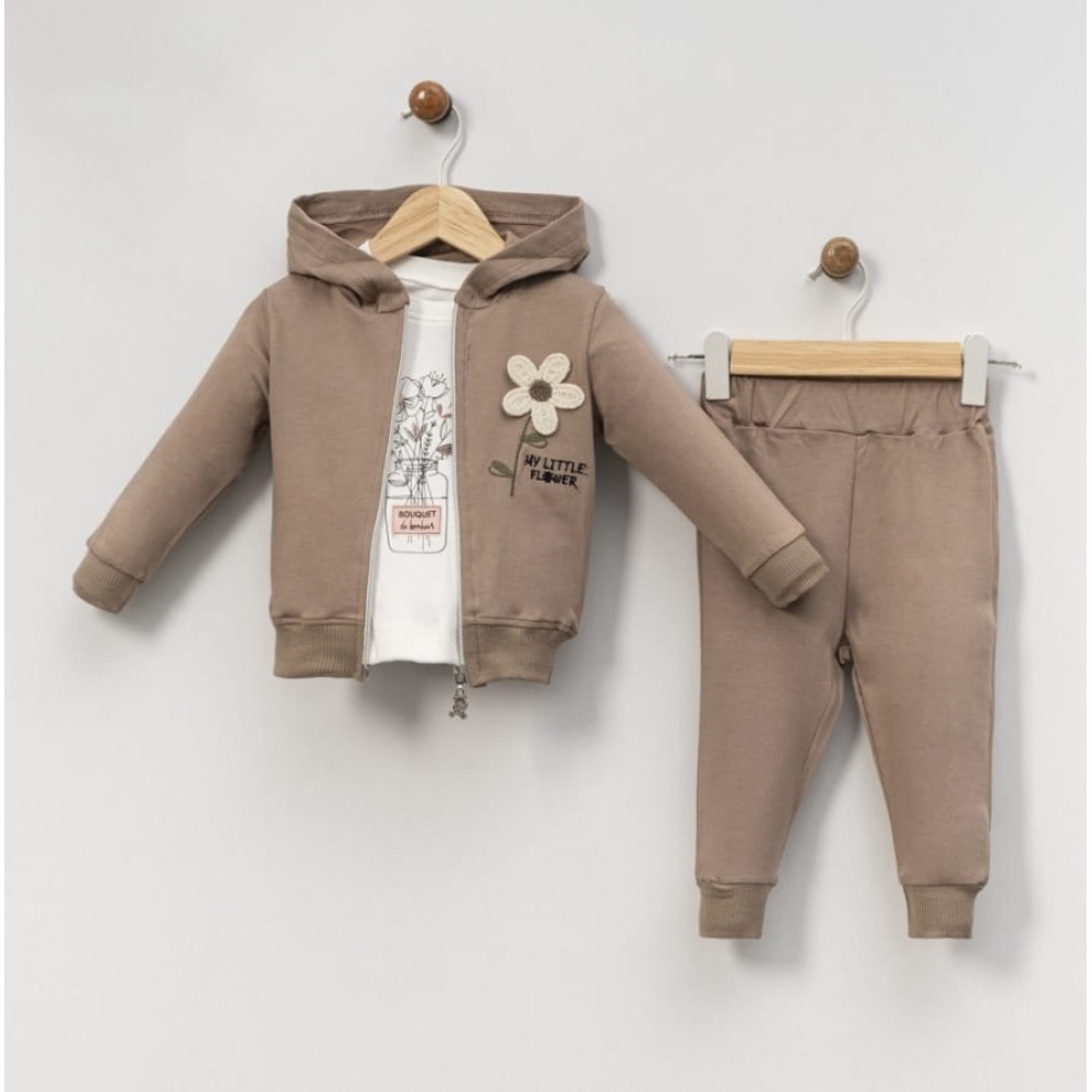 Βρεφικό Σετ 3Τμχ Για Κορίτσι 9-24 Μηνών Καφέ