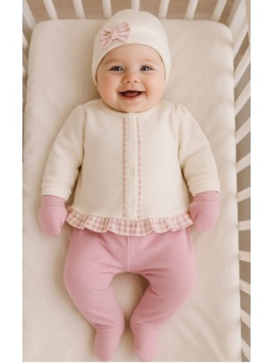 Σετ Νεογέννητο 5Τμχ Για Κορίτσι 0-6 Μηνών Εκρού - Μώβ