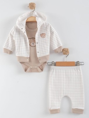 Βρεφικό Σετ 3Τμχ Για Αγόρι  0-9 Μηνών Καφέ