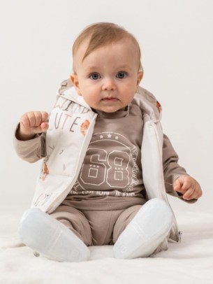 Βρεφικό Σετ  3Τμχ Για Αγόρι 6-18 Μηνών Μπεζ