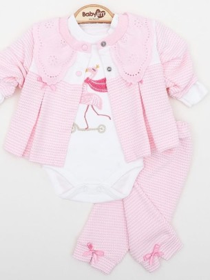 Βρεφικό Σετ 3Τμχ Για Κορίτσι 0-9 Μηνών Ροζ