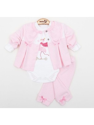 Βρεφικό Σετ 3Τμχ Για Κορίτσι 0-9 Μηνών Ροζ
