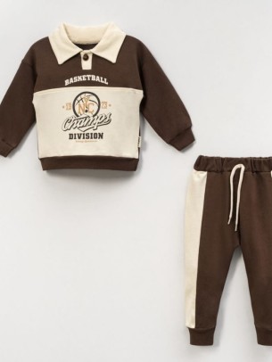 Βρεφικό Σετ Φόρμα Για Αγόρι 6-24 Μηνών Σκούρο Καφέ