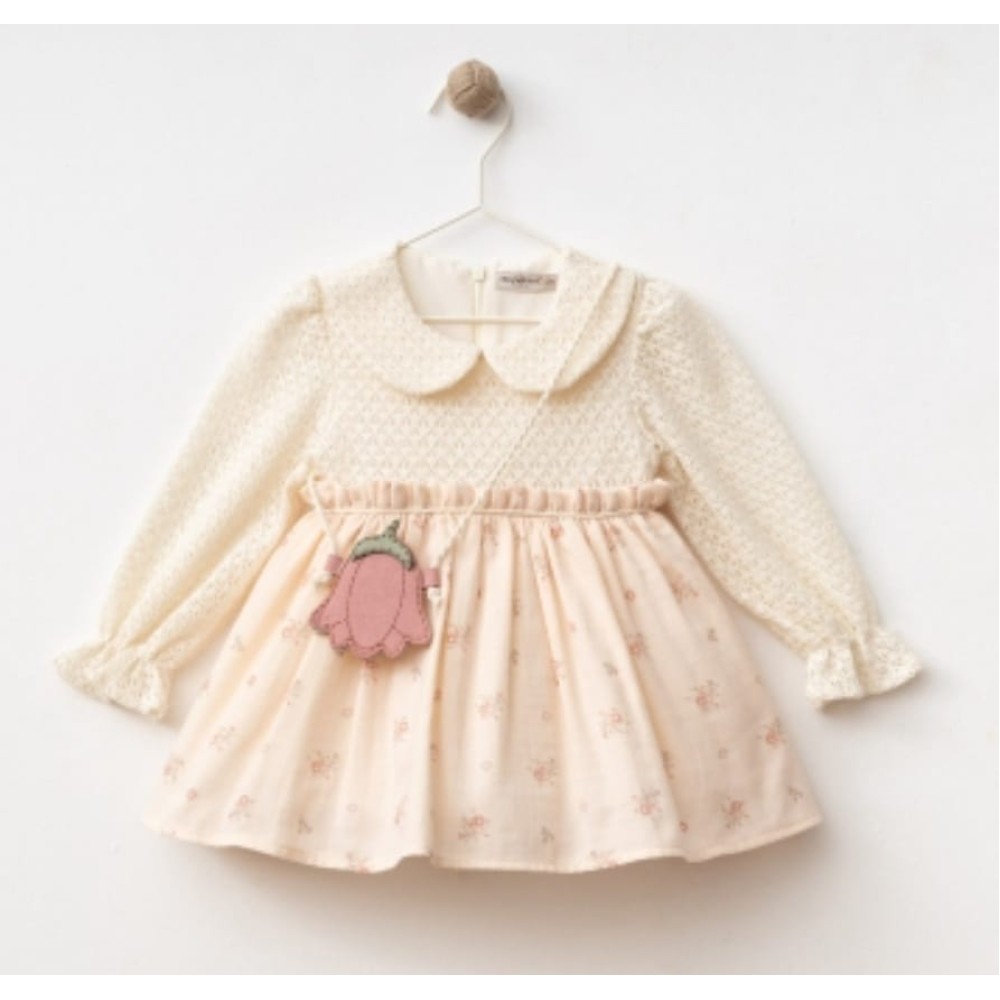 Βρεφικό Φόρεμα 9-24 Μηνών Πούδρα