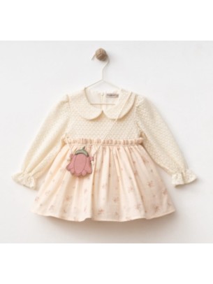 Βρεφικό Φόρεμα 9-24 Μηνών Πούδρα