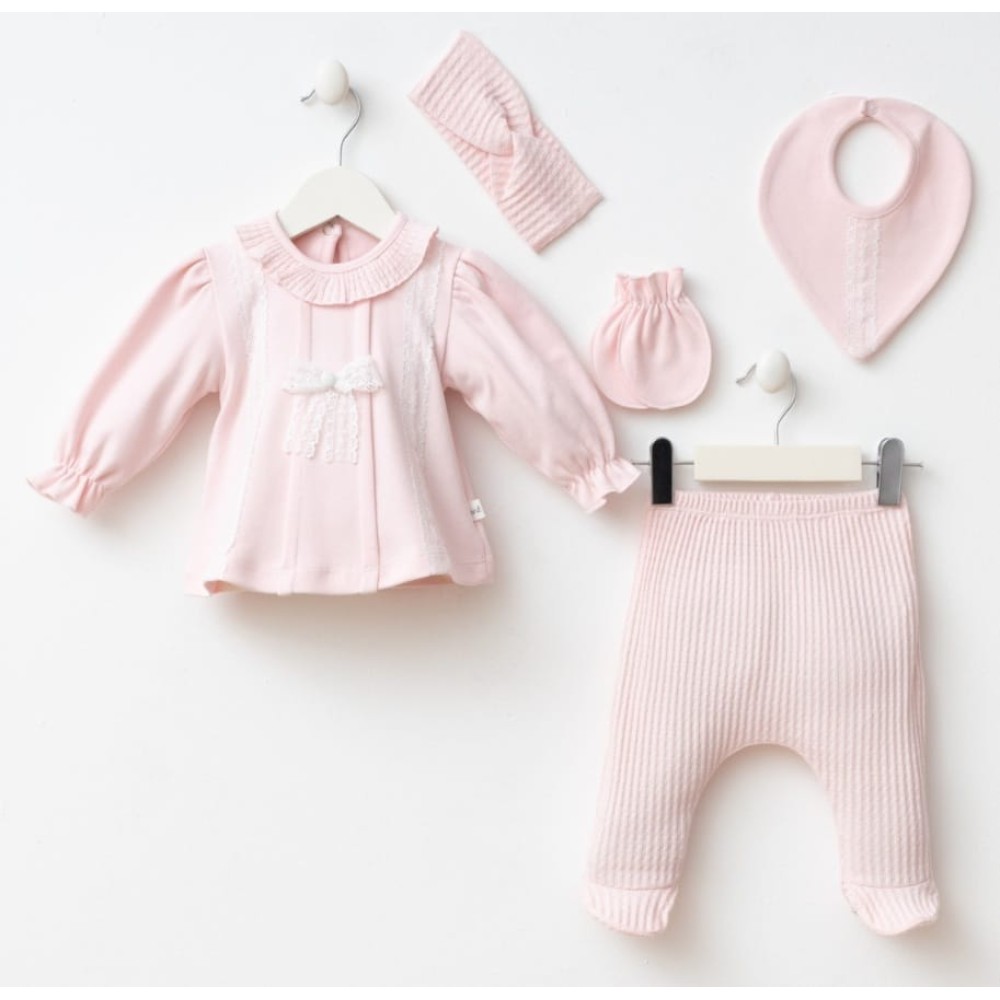 Σετ Νεογέννητο 5Τμχ Για Κορίτσι 0-3 Μηνών Σομόν