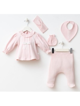 Σετ Νεογέννητο 5Τμχ Για Κορίτσι 0-3 Μηνών Σομόν