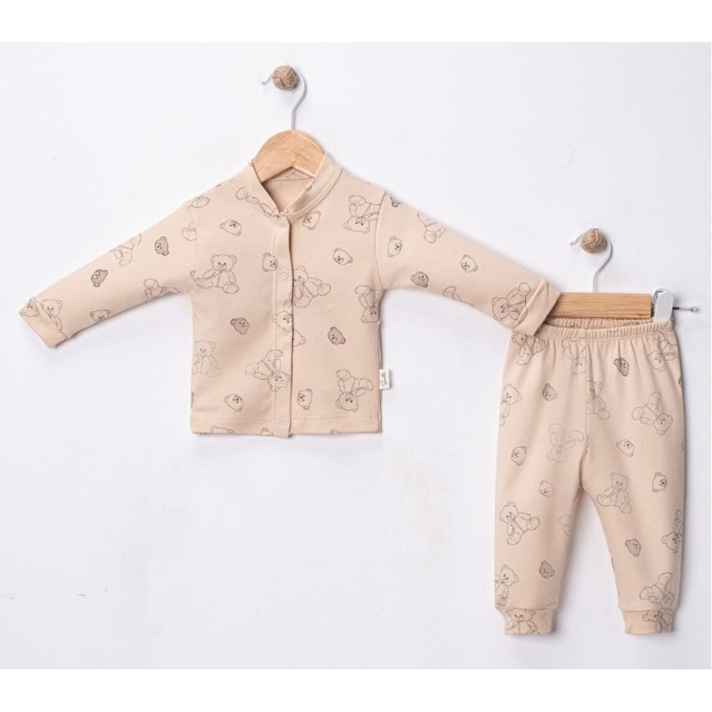 Βρεφικό Σετ Πιτζάμα Για Αγόρι 3-12 Μηνών Ανοιχτό Καφέ