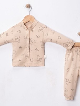 Βρεφικό Σετ Πιτζάμα Για Αγόρι 3-12 Μηνών Ανοιχτό Καφέ