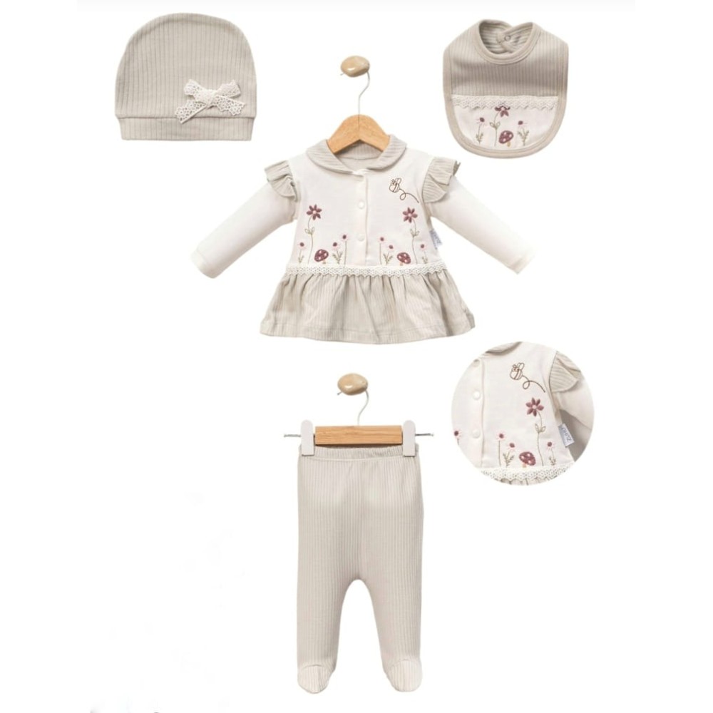 Σετ Νεογέννητο 5Τμχ Για Κορίτσι  0-3 Μηνών Γκρι