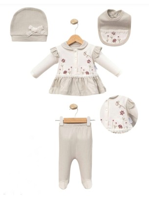 Σετ Νεογέννητο 5Τμχ Για Κορίτσι  0-3 Μηνών Γκρι