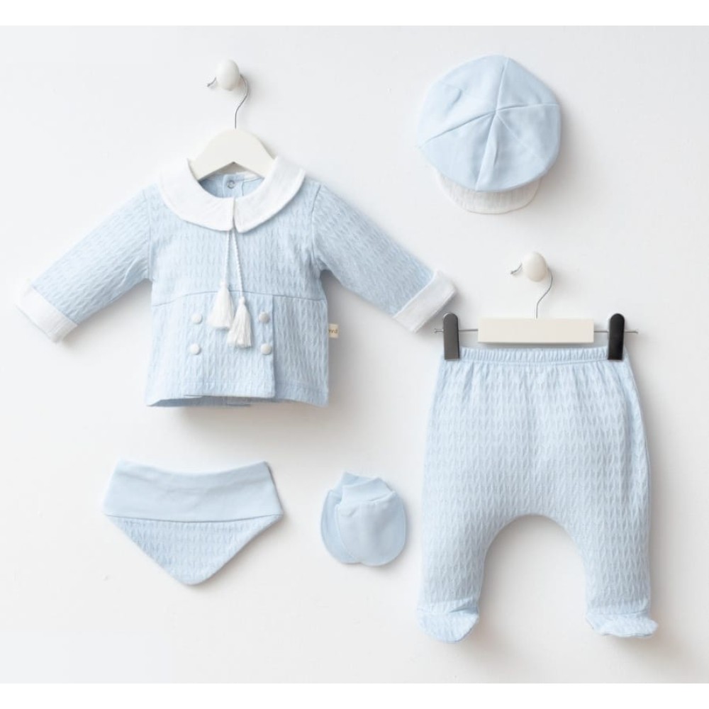 Σετ Νεογέννητο 5Τμχ Για Αγόρι  0-3 Μηνών Μπλε