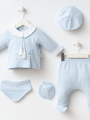 Σετ Νεογέννητο 5Τμχ Για Αγόρι  0-3 Μηνών Μπλε