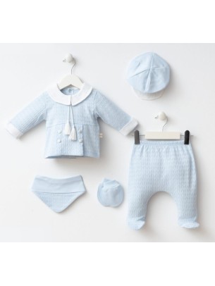 Σετ Νεογέννητο 5Τμχ Για Αγόρι  0-3 Μηνών Μπλε