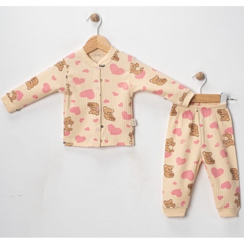 Βρεφικό Σετ Πιτζάμα Για Κορίτσι 3-12 Μηνών Μπεζ