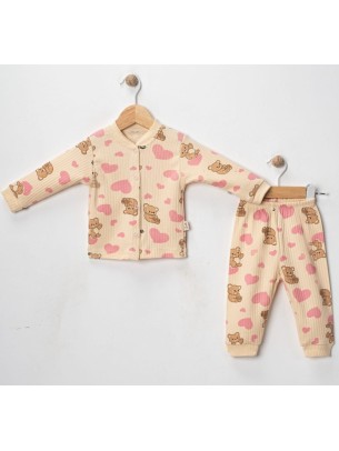 Βρεφικό Σετ Πιτζάμα Για Κορίτσι 3-12 Μηνών Μπεζ