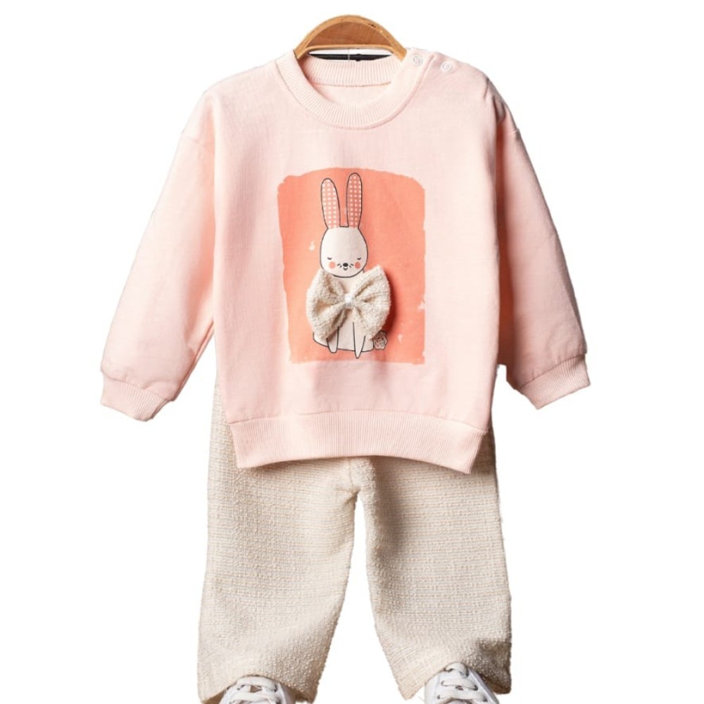 Βρεφικό Σετ Για Κορίτσι 6-24 Μηνών Σομόν-Εκρού