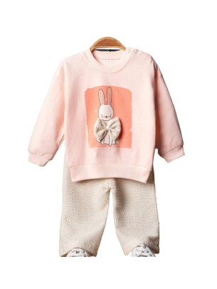 Βρεφικό Σετ Για Κορίτσι 6-24 Μηνών Σομόν-Εκρού