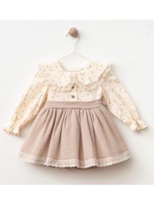 Βρεφικό Φόρεμα 9-24 Μηνών Εκρού