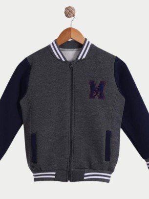 Παιδική Ζακέτα Φούτερ με Φλίς Για Αγόρι 6-9 Χρονών Γκρι - Σκούρο Μπλε