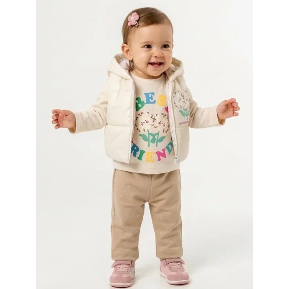 Βρεφικό Σετ 3Τμχ Για Κορίτσι 6-24 Μηνών Μπεζ