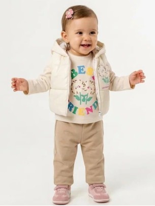 Βρεφικό Σετ 3Τμχ Για Κορίτσι 6-24 Μηνών Μπεζ