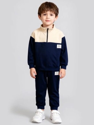 Παιδικό Σετ Φόρμα Για Αγόρι 2-5  Χρονών Μπεζ-Σκούρο Μπλε