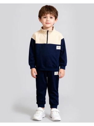 Παιδικό Σετ Φόρμα Για Αγόρι 2-5  Χρονών Μπεζ-Σκούρο Μπλε