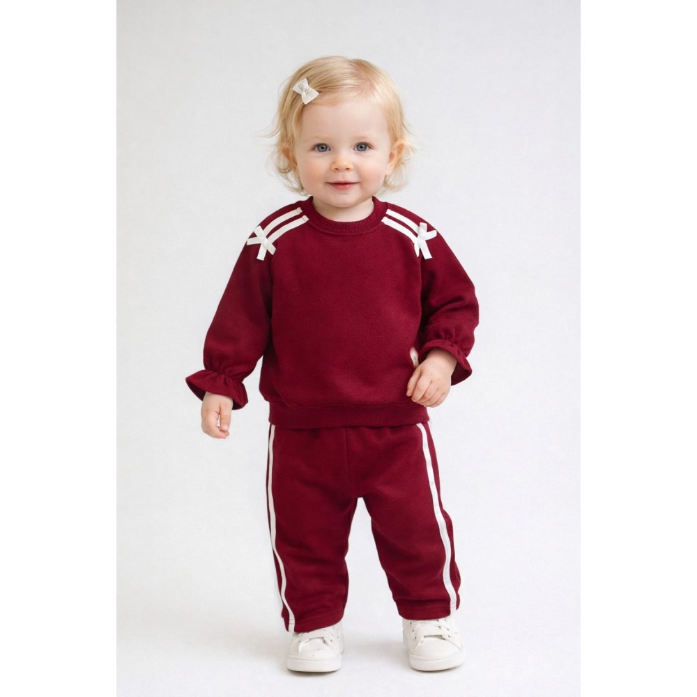 Βρεφικό Σετ Φόρμα Για Κορίτσι 6-24 Μηνών Μπορντό