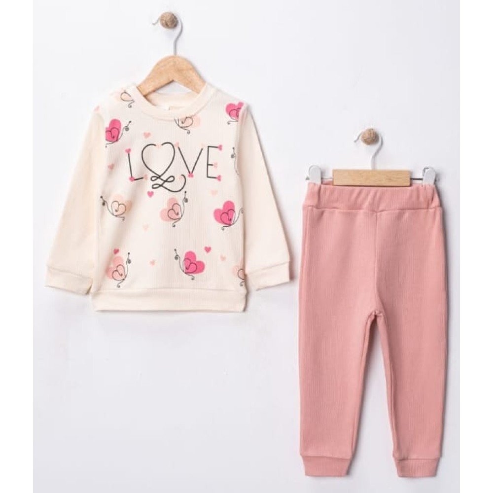 Βρεφικό Σετ Για Κορίτσι 6-18 Μηνών Εκρού -Ροζ