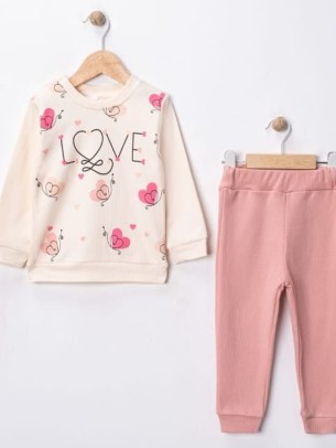 Βρεφικό Σετ Για Κορίτσι 6-18 Μηνών Εκρού -Ροζ