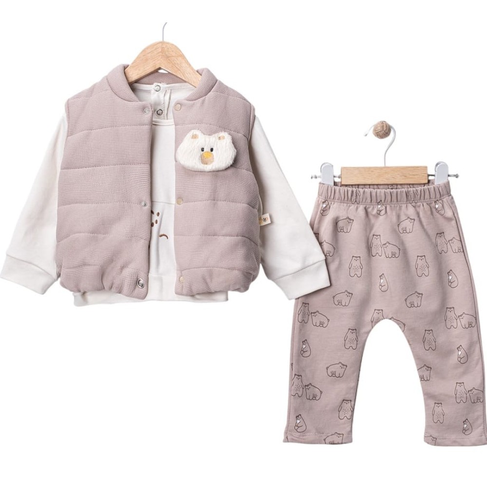 Σετ Νεογέννητο 3Τμχ Για Αγόρι 0-12 Μηνών Μπεζ