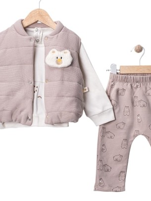 Σετ Νεογέννητο 3Τμχ Για Αγόρι 0-12 Μηνών Μπεζ