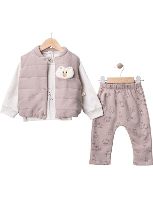 Σετ Νεογέννητο 3Τμχ Για Αγόρι 0-12 Μηνών Μπεζ