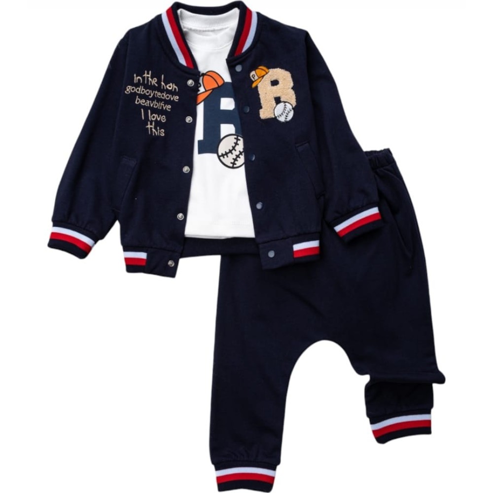 Βρεφικό Σετ 3Τμχ Για Αγόρι 6-18 Μηνών Σκούρο Μπλε