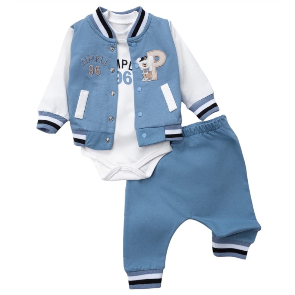  Βρεφικό Σετ 3Τμχ Για Αγόρι 0-9 Μηνών Μπλε