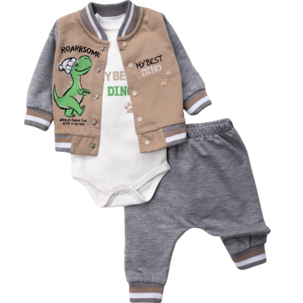 Βρεφικό Σετ 3Τμχ Για Αγόρι 0-9 Μηνών Γκρι