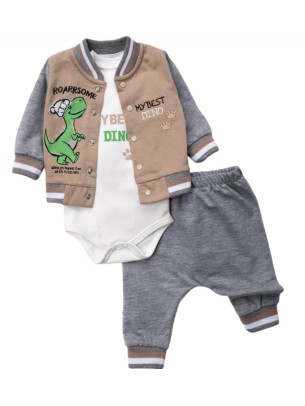 Βρεφικό Σετ 3Τμχ Για Αγόρι 0-9 Μηνών Γκρι