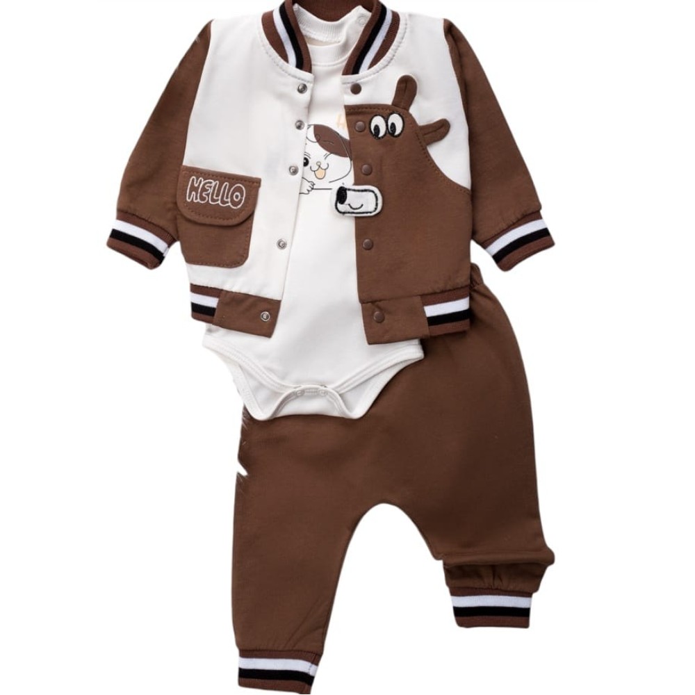 Βρεφικό Σετ 3Τμχ Για Αγόρι 0-9 Μηνών Καφέ