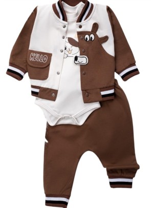 Βρεφικό Σετ 3Τμχ Για Αγόρι 0-9 Μηνών Καφέ