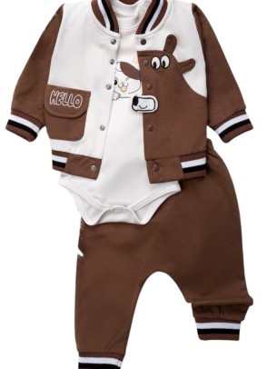 Βρεφικό Σετ 3Τμχ Για Αγόρι 0-9 Μηνών Καφέ